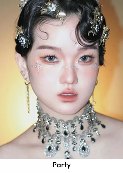 Party coloured contact lens look